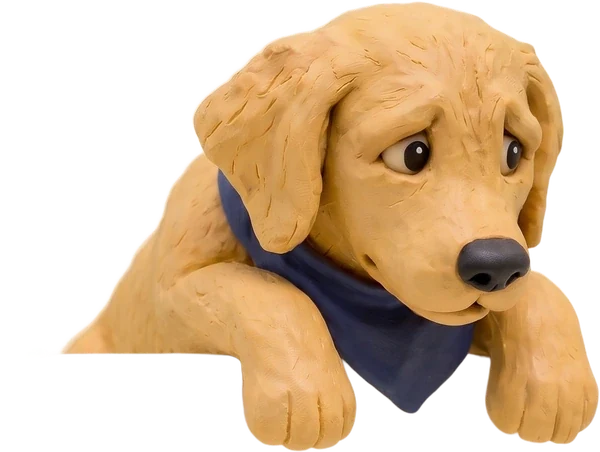 The mascot, worried, looking over the edge of the stuck order