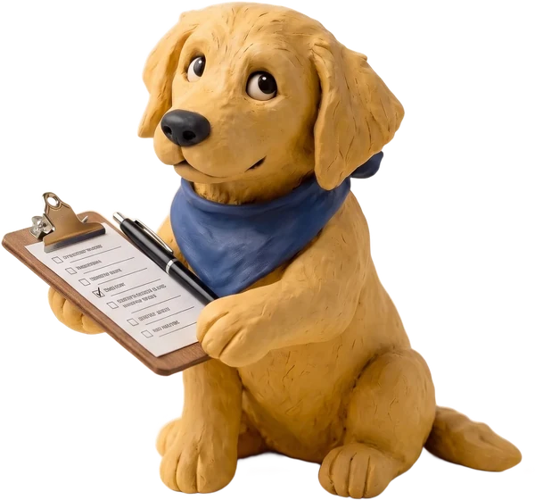 The mascot handing over a clipboard with a checklist